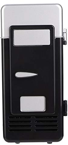 01 02 015 Mini Refrigerator, Compact Size ABS Shell USB Fridge High Efficiency DC 5V 10W with LED Light for Office for Bedroom(black)