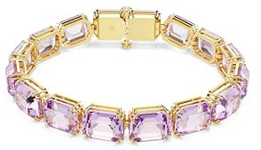 Swarovski Bracciale Tennis Millenia, Taglio ottagonale, Viola, Placcato color oro
