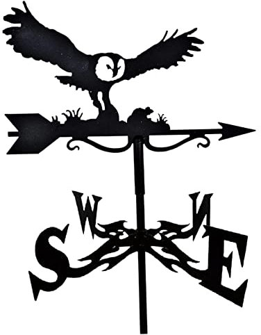 Veleta con Adorno de Silueta de búho, Veleta de Metal para Techo Exterior, Montaje en jardín, decoración de Patio, Veleta de Viento, indicador de dirección del Viento, Arte de estaca de jardín