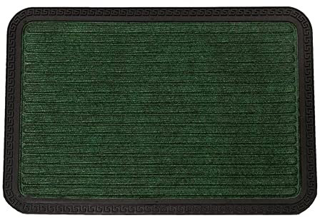 Indoor Outdoor Door Mat Non-Slip Super Absorbent Washable Rug Durable Back-Rubber Mat Heavy Duty Dirt Trapper for Front Door Hallway Entrance Brick 40x60cm [ Stripe, Green]