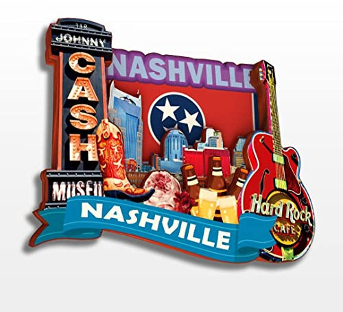 Nashville Tennessee USA Amerika Kühlschrankmagnet Holzkollektion 3D Holz handgefertigt Reise Stadt Souvenirs Kühlschrankmagnet Heimdekoration Geschenk -182