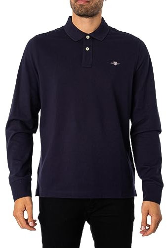 GANT Mens Shield Long Sleeve Pique Rugger Evening Evening Blue L