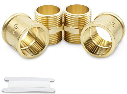 Bwintech 4 pz da 1 a 1 filettatura femmina e maschio BSP in ottone con nipplo esagonale e connettore di accoppiamento esagonale per conversione di collegamento di tubi