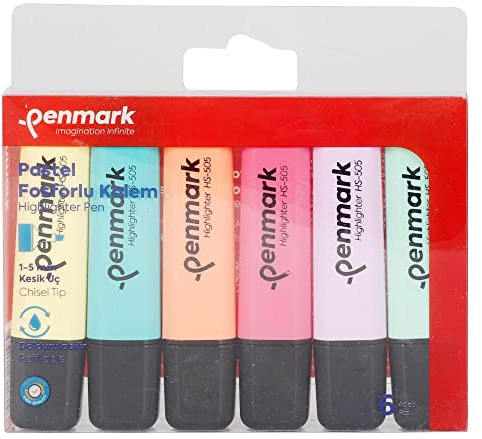 Highlighter Pastellfarbe Textmarker 6 Farben mit Blister