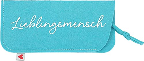 Depesche 11838-041 - Brillenetui aus Filz, in Hellblau und mit der Aufschrift ,,Lieblingsmensch´´