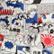Stoff Meterware Baumwollstoff Manga K-Pop Anime Japan schwarz weiß blau rot Comic 0,5 m Schultüte
