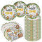 Wild One - Juego de vajilla de cumpleaños, 1 año, diseño de animales de la selva, servilletas de papel, 20 servilletas y 20 platos de papel de la selva, kit de vajilla de cumpleaños para niños