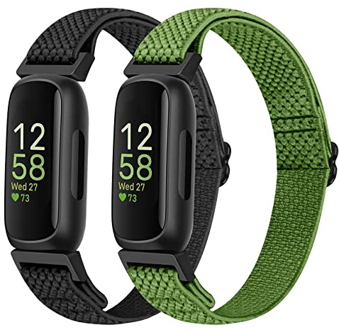 SHIJZWD Nylon Armband Kompatibel mit Fitbit Inspire 3/Inspire 2/Inspire/Inspire HR/Ace 3/Ace 2, Elastisches Verstellbares Ersatzarmband Dehnbare Sport Loop Armbänder für Damen Herren