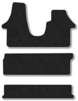 Fits VW Transporter T6 (2015-2019) [Shuttle] Carpet Car Mats | Grey Edge Trim Tailored Fit Floor Mats Full Coverage Protection Accessories Easy Clean Anti Slip Made in the UK