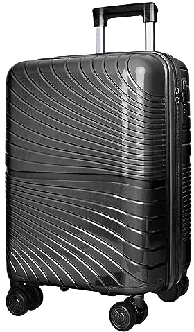 Asge Hartschalen-Koffer & Trolleys Handgepäck Koffer 4 Rollen Reisekoffer TSA Zahlenschloss Teleskopgriff, 24” Rollkoffer (Dunkelgrau, XL)