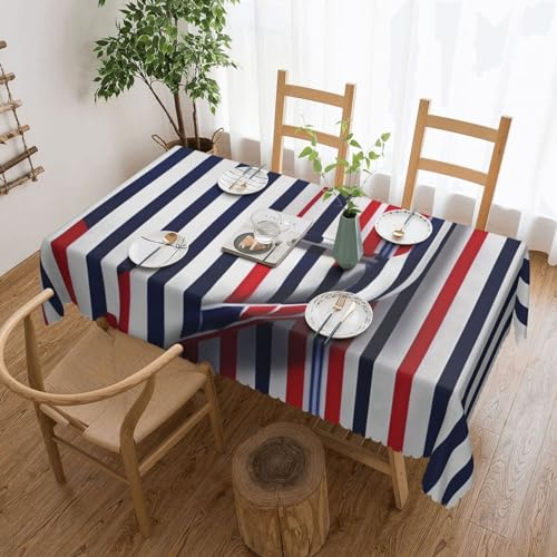 ZISHAK Rechteckige Tischdecke, rot, blau, weiß, grau, gestreift, stilvolle Esszimmer-Dekoration für Partys, Restaurants