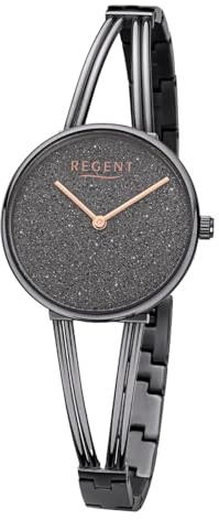 REGENT Damen Armbanduhr Analog Metallarmband schwarz URBA682 Analoguhr