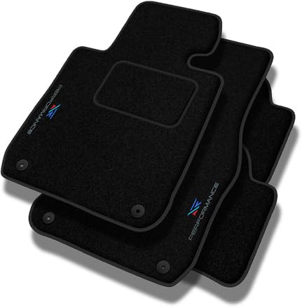 Performance Personalisierte Velours Fußmatten Auto passend für BMW 3er E46 1998-2001 Coupe, Cabrio - Standard, Perforiert, blay, Cyan und red -Präzise CNC-Stickerei, Design-Lochpaspel, Auto Fußmatten