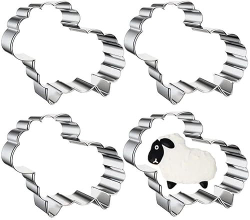 Dinntty Lamm-Schaf-ausstecher, 4 Stück, Edelstahl, Tierkeksform, Mottoparty, Backwerkzeuge Zum Backen Und Basteln