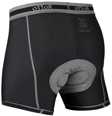 ROTTO Radlerhose Herren Radunterhose mit Sitzpolster Fahrradhose Unterwäsche Radhose Kurz MTB Liner Atmungsaktiv Schnell Trocknend