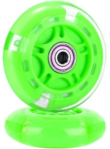 Scooter Ersatzräder, 1 Stück LED Flash Rad 80 mm, Mini Maxi Micro Scooter Skate Räder, blinkende Rollenlichter, hinten, hinten, ABEC-7, 80 mm, für Kinder und Jugendliche, Indoor Outdoor Skaten (Grün)