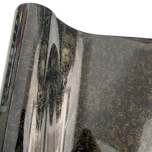 DUANSIYU Autofolie 3D Forged Carbon Vinyl Wrap mit Luftablassblasen frei Selbstklebende DIY Styling Auto Aufkleber Aufkleber Wrapping Car Wrapping Folie(Gloss Gold,40cm x 152cm)