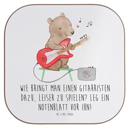 Mr. & Mrs. Panda Tischuntersetzer Gitarren Trick - Geschenk, Lernen, Untersetzer für Gläser, Akustik, Leidenschaft, Liebe, Tasse, Instrument, gläseruntersetzer, Musik, Abenteuer, Freiheit, Coaster