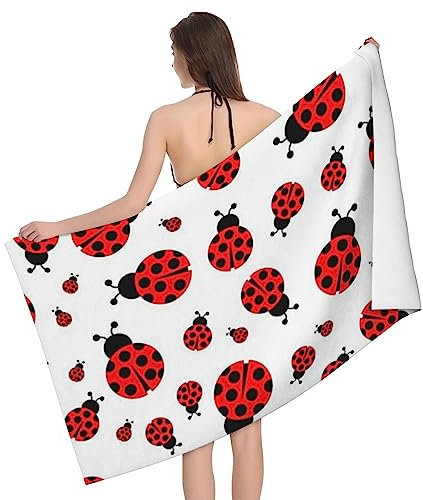 ESASAM Badetuch mit Marienkäfer-Aufdruck, personalisierbar, superfeines Faser-Handtuch mit einzigartigen Mustern