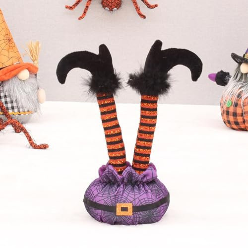 Halloween Deko Handstand Hexenfüße, Halloween Tischdeko Hexenfüße, Halloween Umgedrehte Hexenfüße mit Biegbar Bein, Halloween Handstand Hexenfüße für Halloween Tischdeko, Party Deko (A)