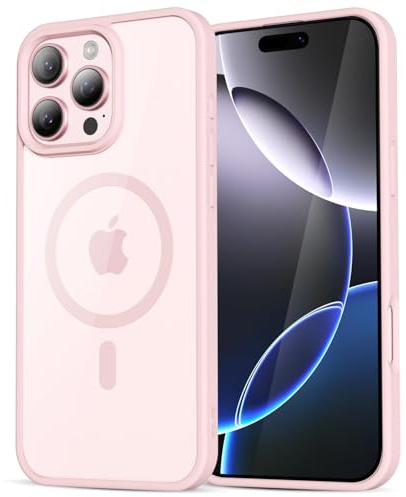 LoeoeL for iPhone 16 Pro Max Case Clear Mag Safe, Ultra Thin Slim Cover Magnetic Compatible with Magsafe Phone Case for Women Men Girl, Cute Soft TPU Silicone & Transparent Hard Plastic, Light Pink
