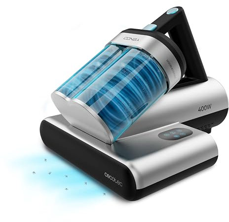 Cecotec Aspiratore Antiacaro Battimaterasso - Aspirapolvere Conga Rockstar 4000 Mattress. ForceSonic 400W, 13 kPa, Luce UV-C, Heat Tech, Spazzola Power Brush, Cavo 5m, Doppio serbatoio, Aromaterapia