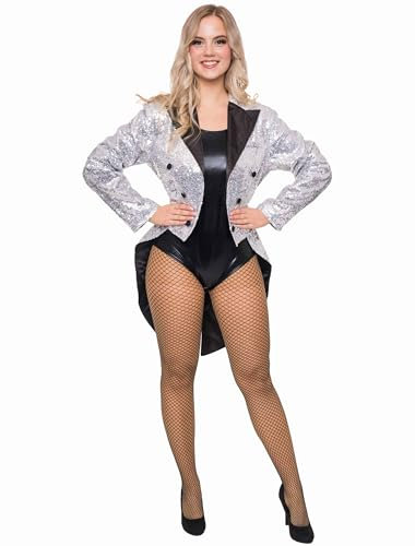 Deiters Frack Pailletten Damen silber 3XL