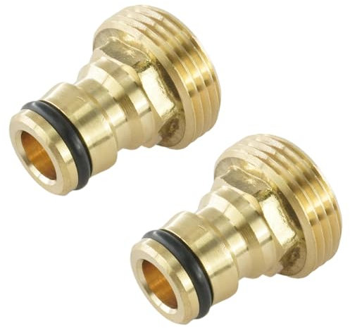 Hydrogarden 2 Stück Wasserhahn-Adapter mit 1 Zoll Außengewinde Messing Außengewinde Schlauchtülle Schnellkupplungsadapter
