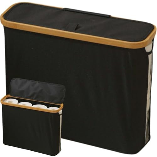 Panier De Papier Toilette, Rangement De Papier Toilette En Bambou, Organisateur De Salle De Bain Ultime Avec Couvercle En Bambou, Grand Porte-papier Toilette, Armoire De Rangement De Papier Toilette