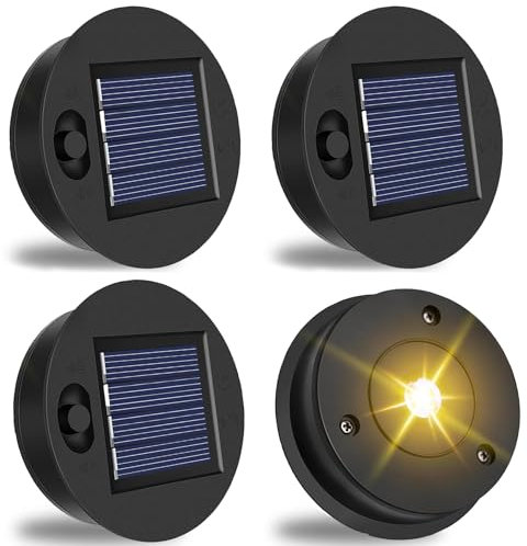 4 Stück Solarleuchten Ersatzteile 8.5CM,Solarleuchten Ersatz Top mit LED,Solarlampen Ersatz Top,Wasserdicht Solarleuchten Solarpanel Ersatzteil für Solarlaterne, Solar Gartenleuchten und DIY