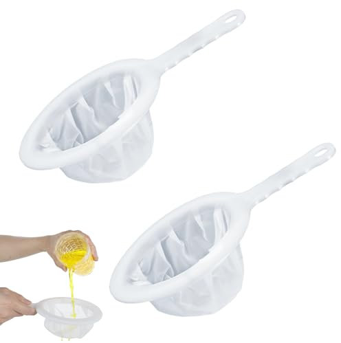 Giantree 2 Stück Feines Sieb, Nylon Sieb Mit Griff 120/200 Mesh Haarsieb, Küchensieb Kunststoff Sieb Feinmaschig, Lebensmittel Feines Sieb Netzsieb Trichterfilte Haushaltssieb für Saft Milch Kaffee