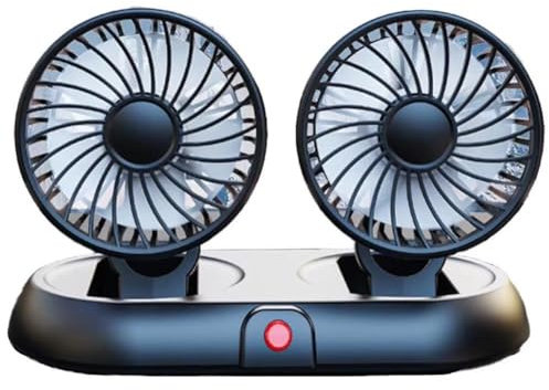 Muteitt Ventilador De Coche, Ventilador De Refrigeración De Coche De Doble Cabezal, Ventilador De Aire De Refrigeración Automático, Ventilador Eléctrico Silencioso Portátil para Coche