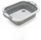 FEELIT Collapsible Multipurpose Basin, 4-in-1 Cutting Board, Washing Bowl, Fruit Basket and Ice Bucket, Grey and White