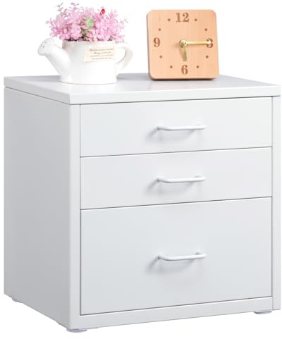 HollyHOME Schreibtisch Schubladen Aktenschrank mit 3 Schubladen Organizer | vertikale Aktenschränke für A4-Briefgröße, Metall-Aufbewahrungsschublade für das Home-Office, elbstmontage,Weiß