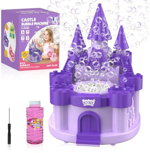 Castle Bubble Machine, 8000+ Bubbles, Summer Indoor and Outdoor Bubble Toy Gift Purple (CBZ)