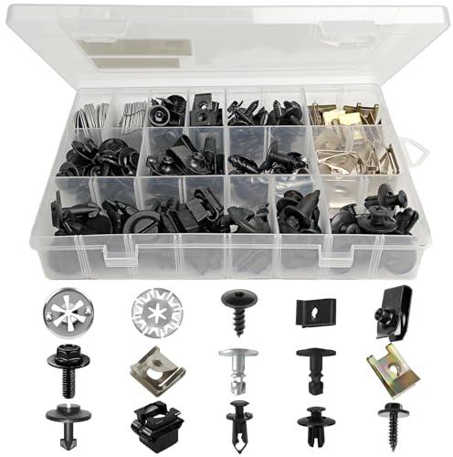 192 Stück Karosserieschrauben Set, Universal Blechmutter Schraube Mutter Clip Kit Metall U Typ Befestigungsclips Auto Body Undertray Fender Schrauben für Befestigen Reparieren Autoteil