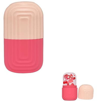 Rodillo Facial de Hielo,Rodillo Facial de Hielo de Silicona,Bolas de Hielos Reutilizables para el Rostro,Herramienta de Masaje Facials con Hielos,Regalo para el Cuidado de la Piel para Mujeres,Rosa