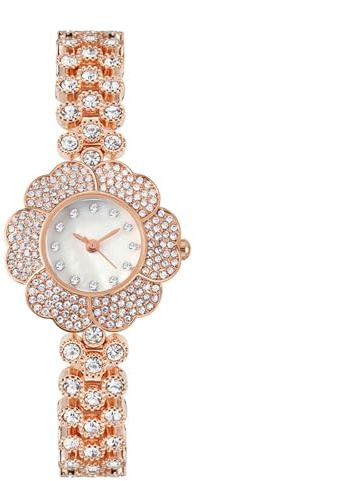 JUSKAQZYI étanche Montre Montre À Quartz avec Strass Et Fleurs, Idéale for Les Fêtes d'anniversaire Et Les Événements Cadeau Montre