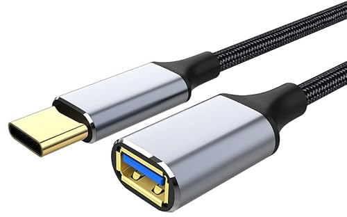 Leloco USB-C auf USB-A Adapter, 0,5 m, USB 3.0, 5 Gbit/s, OTG, Schwarz | USB-C-Stecker auf USB-A-Buchse; Aluminiumgehäuse und Nylongeflecht für USB-Sticks, Tastaturen, Mäuse und Kartenleser