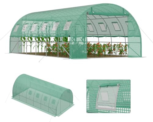 LZQ Invernadero de plástico para túnel, 3 x 6 x 2 m, invernadero de jardín, túnel de aluminio, túnel de invernadero con ventanas y puertas con cremallera
