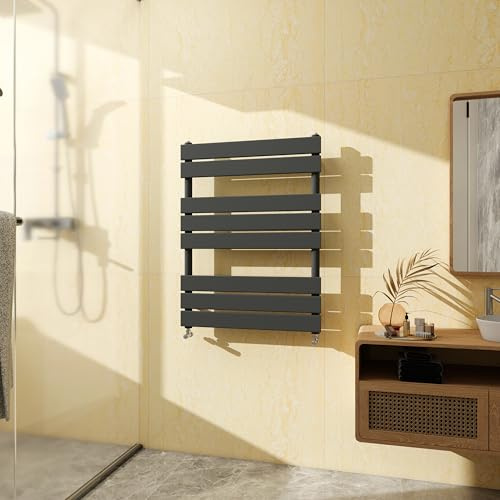 SKY BATHROOM Flat Panel Towel Rail Radiator,Wall Mounted Central Heating Ladder Rad 800X600mm Anthracite