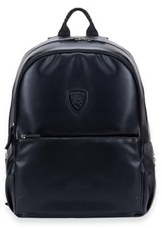 Blauer Rucksack Herren Leder S6NUBPU01 Schwarz Backpack Business Arbeit PC-Halter