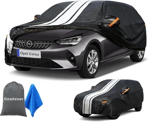 Cowtcver Autoabdeckung Wasserdicht für Vauxhall/Opel Corsa 1993-2026 | 10 Schichten Vollgarage Autoplane Atmungsaktiv für Sonne Staub Schutz, Abdeckplane mit Reißverschluss und Baumwollfutter.