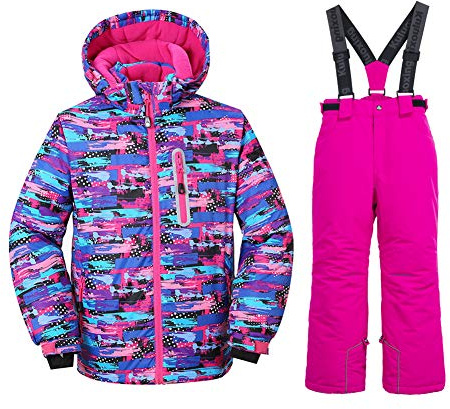 Girls Insulated Ski Jacket Pants Set Windproof Waterproof Kids Ski Suit Snowsuit for Kids 23RD,10