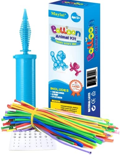 Maylai 100 Stück Modellierballons Ballon Tiere Kit Luftballons Drehen mit Pumpe 260Q Latex Lange Luftballons zum Party Geburtstags Dekoration
