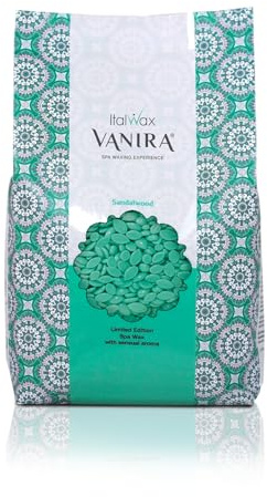 Italwax Vanira Sandalwood – 1Kg (2.2 lbs) Hard Wax Beads for Professional Hair Removal – Ideal for SPA Waxing – Warm Sandalwood Scent