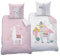CTI Lama Wende-Bettwäsche 135x200 2-teiliges Set 100% Baumwolle mit Reißverschluss Alpaka Lama Queen Rosa
