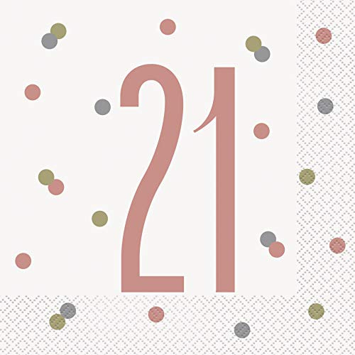 Elegant Rose Gold 21st Glitz Luncheon Napkins (16cm) - Perfect for Parties, Weddings, & Special Occasions - 16 ct