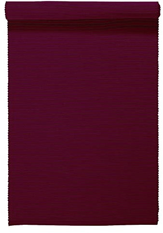 LINUM Uni Dekoratives Tischläufer für Esstisch 45x150 cm, 100% Gerippte Baumwolle, Maschinenwaschbar, Burgunderrot