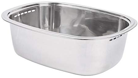 Characin Edelstahl-Abtropfschale für Geschirr, Waschschüssel, Eimerkorb, tragbares Wannenregal (abgerundetes Rechteck)